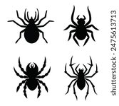 unique spider vector icon pack,  stylish spider icons vector set, creative spider silhouette vector icons collection