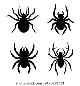 unique spider vector icon pack,  stylish spider icons vector set, creative spider silhouette vector icons collection