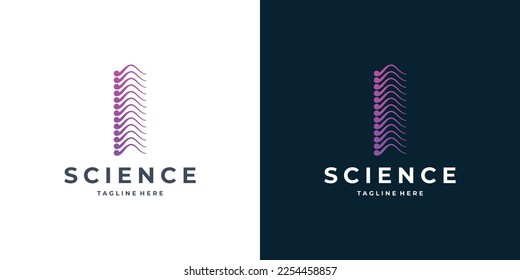 unique spine logo design with luxury dot lines vertical shape concept on black background.