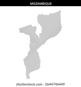 Unique spiral design showcases Mozambique's geographical outline.
