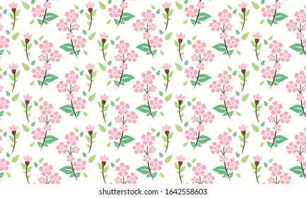the unique spring flower pattern background, with leaf and floral drawing.