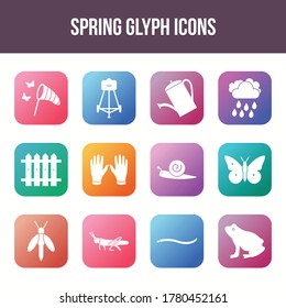 Unique spring vector glyph icon set