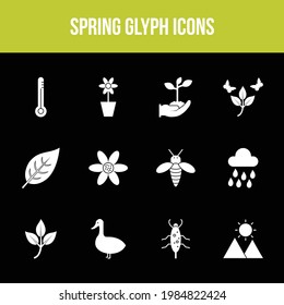 Unique spring vector glyph icon set
