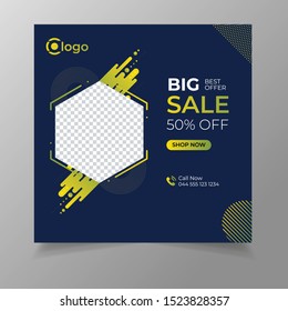 Unique Square Editable modern Social Media banner Template. Anyone can use This Design Easily. Promotional square web banner for social media. Elegant sale and discount promo.