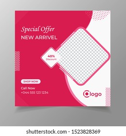 Unique Square Editable modern Social Media banner Template. Anyone can use This Design Easily. Promotional square web banner for social media. Elegant sale and discount promo.