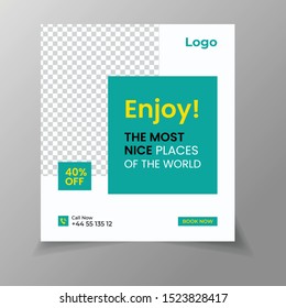 Unique Square Editable modern Social Media banner Template. Anyone can use This Design Easily. Promotional square web banner for social media. Elegant sale and discount promo.
