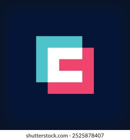 Diseño de logotipo de forma de letra C de intercambio cuadrado único. Diseño geométrico de identidad corporativa.
