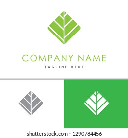 Unique Square Leaves Nature Vector Logo