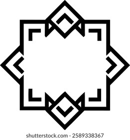 A unique square-edged mandala with an intricate Islamic star pattern.