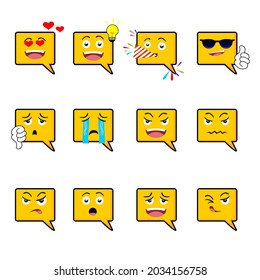 Unique Squere Emoticon, Can Be Use For Social Media Sticker Or Instant Messaging Apps With Yellow Color.