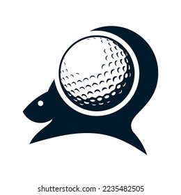 unique squirrel and golf ball logo, with negative space