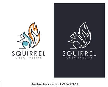 unique squirrel outline creative logo template 2 version