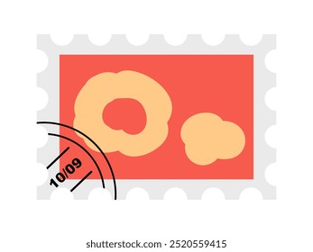 Unique stamp featuring abstract shapes in bold colors, ideal for collectors and mail enthusiasts