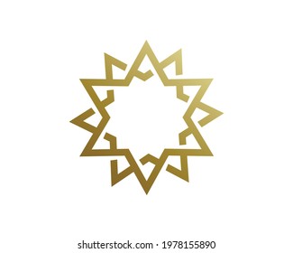 Unique Star logo illustration. Mandala flat icon for your business. Ayurveda, spa, yoga company identity. Advertising or web startup zen symbol design. Moroccan tile style. Vector isolated sign.