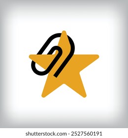Unique star paperclip logo design. Company, success and corporate company design.