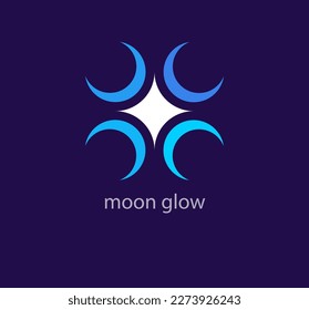 Unique starlight pattern logo. Trend color transitions. Half moon and star logo template. vector