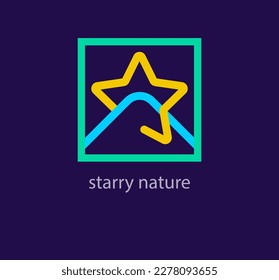 Unique starry nature logo. Modern design color. Travel and landscape logo template. vector.