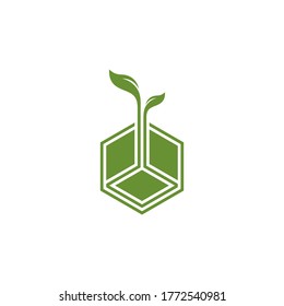 a unique stem and leaf logo box