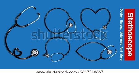 Unique Stethoscopes with Different Shapes on Blue Background - Perfect for Nurse Gifts, Nurses Week, International Nurses Day, and National Nurses Day Celebrations