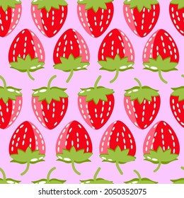Motif unique de fraise harmonieux soigneusement arrangé. texture abstraite répétitive. images de fruits. pour les enfants, les garçons, les filles et les adultes. Pour les conceptions de tissus, les enveloppements de cadeaux, les fonds d'écran, les arrière-plans, la mode.