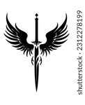 Unique and striking logo design featuring a hand drawn dagger sword, representing courage, bravery, and the warrior spirit