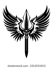 Unique and striking logo design featuring a hand drawn dagger sword, representing courage, bravery, and the warrior spirit