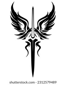 Unique and striking logo design featuring a hand drawn dagger sword, representing courage, bravery, and the warrior spirit