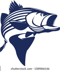 Unique Stripped bass Fish Jumping out of the water. Great to Use to Your Fishing Logo. especially for Stripped bass fishing Activity. 