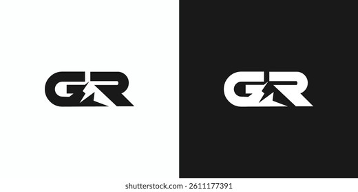 Unique and strong GR Mountain logo design with black accents