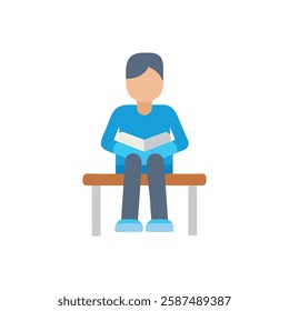 Unique Student Sitting Icon Design