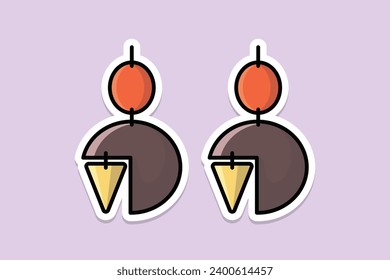 Unique style earrings for woman sticker design vector illustration. Beauty fashion objects icon concept. Women stylish jewelry earrings sticker design icons logo.