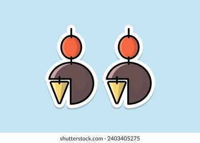 Unique style earrings for woman sticker design vector illustration. Beauty fashion objects icon concept. Women stylish jewelry earrings sticker design logo icon.