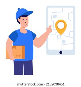 A unique style flat icon of mobile parcel tracking 

