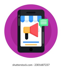 A unique style flat rounded icon of shop marketing 