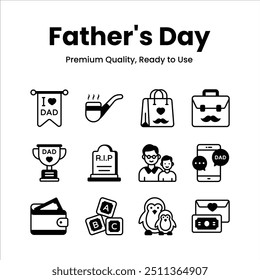 Unique style icons set of fathers day ready to use in websites and mobile apps