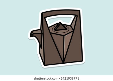Unique Style Kettle sticker design vector illustration. Kitchen interior object icon concept. Kitchen Teapot with closed lid sticker design with shadow. Restaurant kettle icon logo.