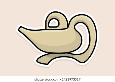 Ilustración vectorial de diseño de pegatinas de estilo único de Kettle. Concepto de icono de objeto interior de cocina. Cocina Tetera con diseño de pegatinas de tapa cerrada con sombra. Logo del icono del hervidor de restaurante.