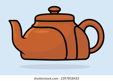 Unique Style Kettle vector illustration. Kitchen interior object icon concept. Kitchen Teapot with closed lid vector design with shadow. Restaurant kettle icon logo.