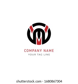 Unique stylish connected black and white MV VM MVO initial based icon logo