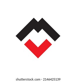 Einzigartiges stylisches, schwarz-weißes MV VM M V-Icon-Logo