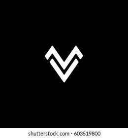 Logotipo del icono inicial de VM M V M V M V con conexión exclusiva en blanco y negro