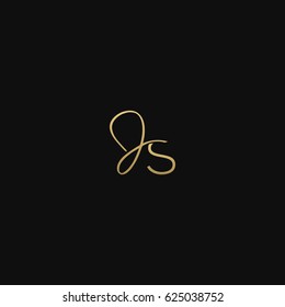 Unique stylish connected fashion and beauty brands gold and black color JS SJ J S initial based letter icon logo