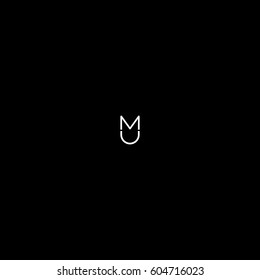 Unique stylish connected  simple black and white MU UM M U initial based letter icon logo