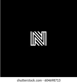 Unique stylish geometric shape  black and white  color N initial based letter icon logo