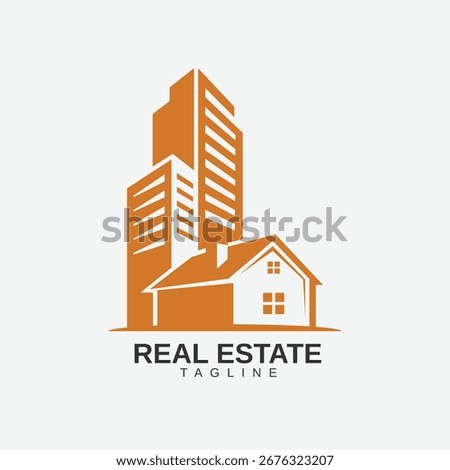 Unique stylish home property graphic icon for real estate investment and housing business identity
