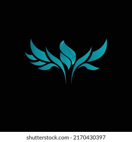 El logo único y elegante de color azul con fondo negro.