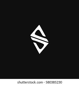 Unique stylish rectangular shape connected black and white SS S initial based icon logo