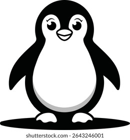 A unique and stylized illustration of a penguin, showcasing its distinctive shape and playful character. This design is perfect for children's products.
