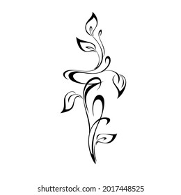 unique stylized plant with leaves and curls of black lines on a white background