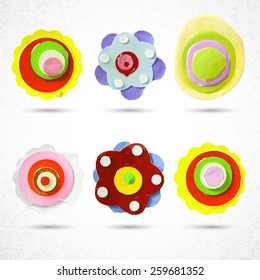 Unique summer flowers collection, set of 6


